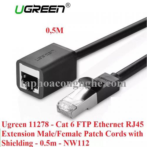 Ugreen 11278 0.5M màu Đen Cáp nối dài Ethernet CAT6 FTP RJ45 NW112 30011278